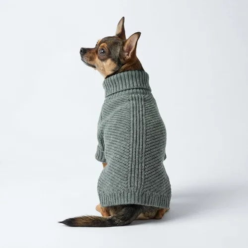Miniatura 2 de Fitwarm - Suéter de cuello alto para perro, abrigo térmico de punto para mascotas, ropa de invierno para perros pequeños, ropa de gato, gris Gris