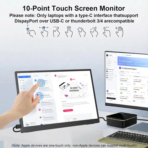 Miniatura 2 de IBW Monitor IPS FHD 1280P de 10.5 pulgadas, 500 liendres 2000:1, monitor portátil ultrafino USB-C HDMI HDR con soporte y doble altavoz, monitor