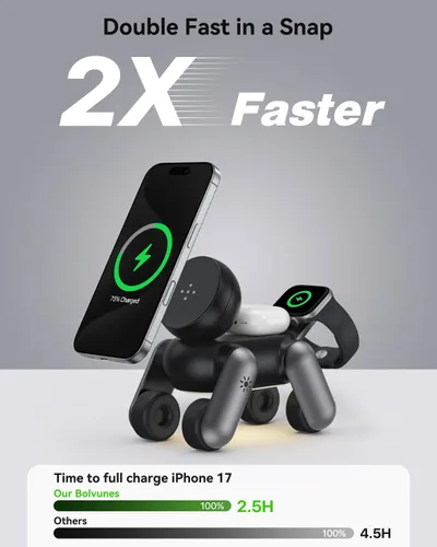 Miniatura 2 de Estación de carga 3 en 1 para dispositivos Apple, soporte magnético inalámbrico de carga rápida compatible con MagSafe para iPhone