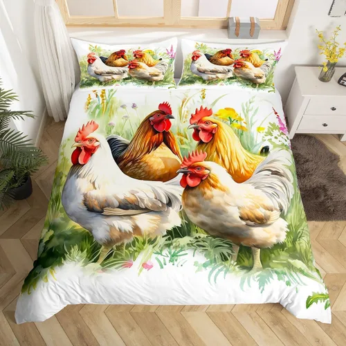 Miniatura 8 de Erosebridal Funda de edredón para niños y niñas, diseño de pato amarillo, diseño de patos de dibujos animados, juego de ropa de cama de animales