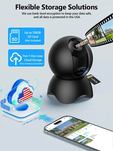 Miniatura 8 de Cámara de seguridad interior 2K 5G para el hogar, monitor de bebé AI sin suscripción con aplicación de teléfono y detección de llanto, cámara WiFi