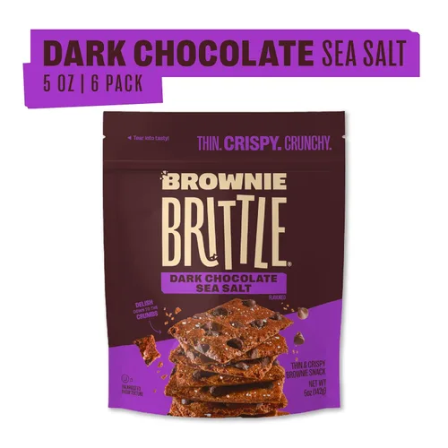 Miniatura 2 de Brownie Brittle – Galletas dulces delgadas y crujientes de chocolate oscuro con sal marina (paquete de 6, 5 onzas), postre rico en bocados gourmet