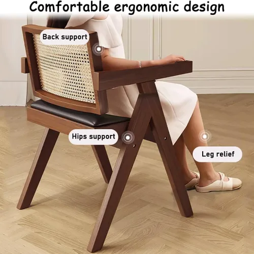 Miniatura 5 de YVYKFZD Juego de sillas de comedor de ratán, sillas de comedor de madera, sillas de cocina con respaldo tejido, sillón tapizado, silla auxiliar