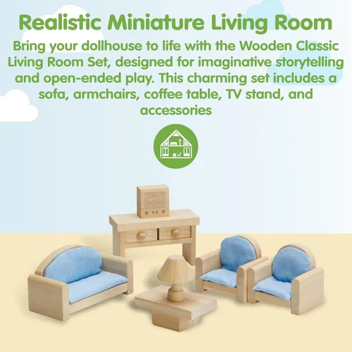Miniatura 2 de PlanToys® Juego clásico de sala de estar para jugar en el mundo pequeño inspirado en Montessori Narración imaginativa, interacción social y juego