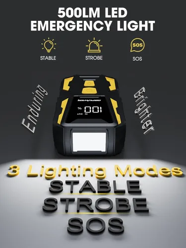 Miniatura 4 de DBPOWER Arrancador de 5000 A, arrancador de batería de coche de 74 Wh para motores de hasta 10,0 L de gasolina y 8,0 L de diésel, paquete de batería
