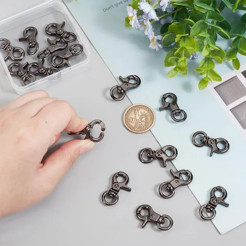 Miniatura 3 de PH PandaHall 16 ganchos giratorios de 1.220 x 0.748 in, ganchos de presión giratorios para llavero, ganchos de metal para llavero, cierres de pinza