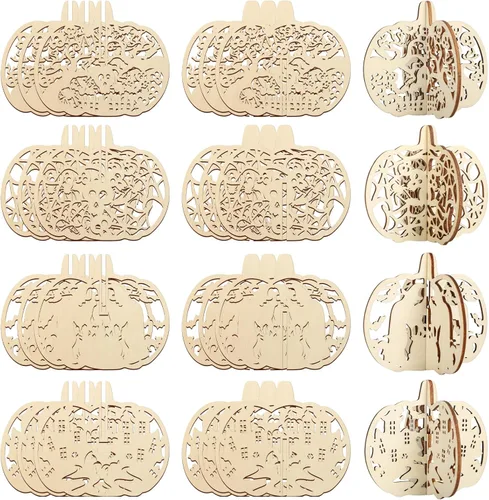 Miniatura 14 de COCHIE Manualidades de madera de primavera de flores 3D para pintar, rebanadas de madera sin terminar pintables para manualidades, recortes