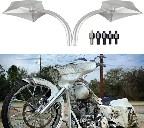 Miniatura 8 de JMTBNO Espejos retrovisores traseros negros de 8 mm para motocicletas Fits para Road King, Street Glide, Softail, Electra Glide, Road Glide, Dyna