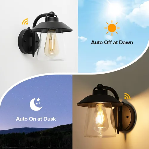 Miniatura 3 de LUTEC Lámpara de pared interior y exterior de atardecer a amanecer, aplique de pared estilo granja, lámpara de pared con acabado negro mate