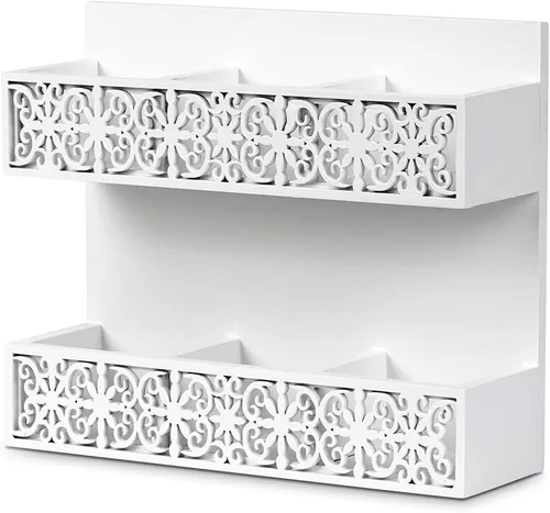 Miniatura 7 de Organizador de bolsas de té de madera de 2 niveles, soporte para bolsas de té montadas en la pared, organizador de bolsas de té, cofres de té