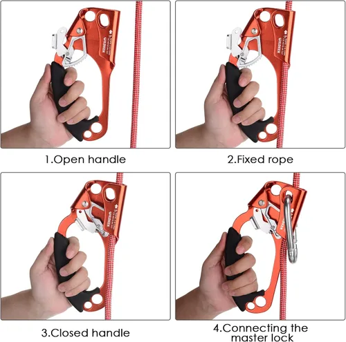 Miniatura 19 de WILDKEN Ascendedor de Mano para Escalada de Exteriores Montañismo Árbol Arborista Escalada Descenso Equipo Ascendedor de Mano para Cuerda de 8-14mm