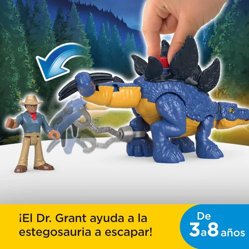 Miniatura 2 de Fisher-Price Imaginext Jurassic World - Juego de figuras de dinosaurio de Estegosaurio y Dr. Alan Grant para juegos de simulación preescolares niños