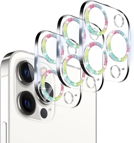 Miniatura 22 de Paquete de 3. Protector de lente de cámara Dengduoduo para iPhone 11 y iPhone 12 Mini, Glitter Bling Sparkle Ultra HD, vidrio templado, dureza 9H