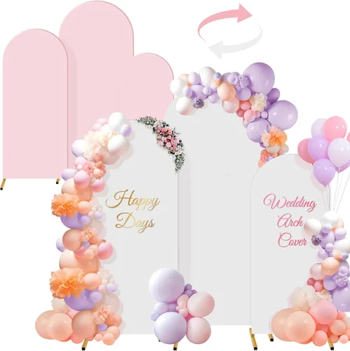 Miniatura 7 de Buryeah Juego de 3 fundas elásticas para arco de boda de 6 pies, 5 pies, 4 pies, de elastano, ajustadas, de 2 caras, elásticas para decoración