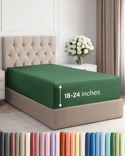 Miniatura 101 de Sábana bajera ajustable extra profunda tamaño completo – Sábana bajera individual de lujo para hotel únicamente – Se adapta fácilmente a colchones