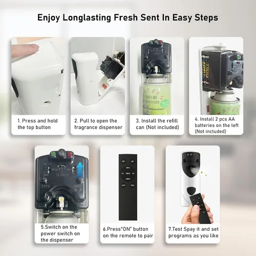 Miniatura 6 de Dispensador automático de ambientador en aerosol con dispensador de fragancia programable remoto apto para recargas de spray Dispensador