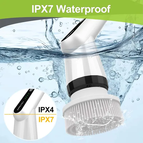 Miniatura 7 de Cepillo Fregador Eléctrico, Cepillo Fregador Eléctrico IPX7 para Ducha, Cepillo de Limpieza Eléctrico Fregador con 7 Cabezales de Cepillo