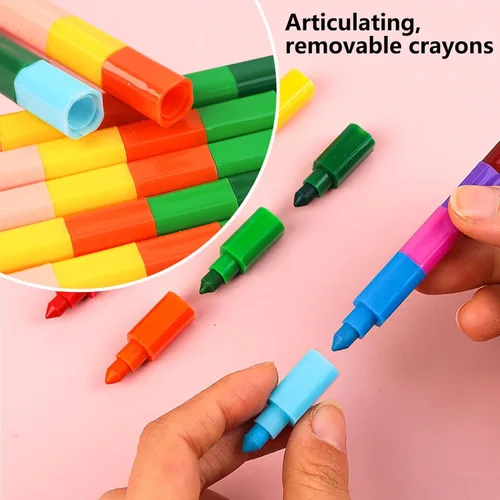 Miniatura 5 de 12 lápices de colores apilables para construir, lápices de arco iris apilables para niños, lápices apilables para niños, recuerdos de fiesta