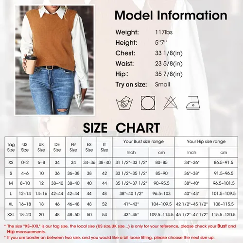 Miniatura 5 de PEIQI Suéter de punto para mujer, sin mangas, liso, casual, básico