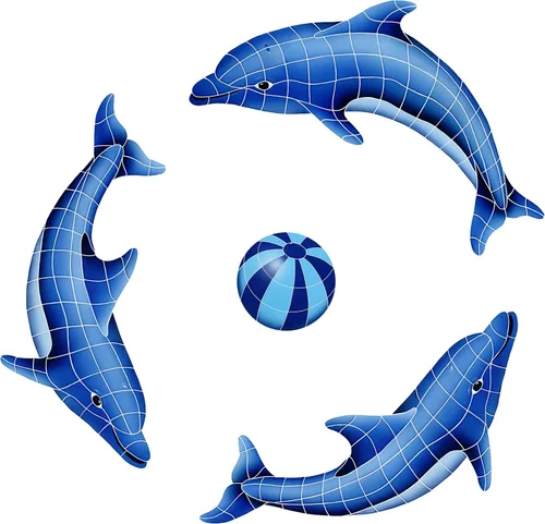 Miniatura 7 de Dolphin Group - Mosaico de cerámica para piscina (azul, 42 x 42 pulgadas)