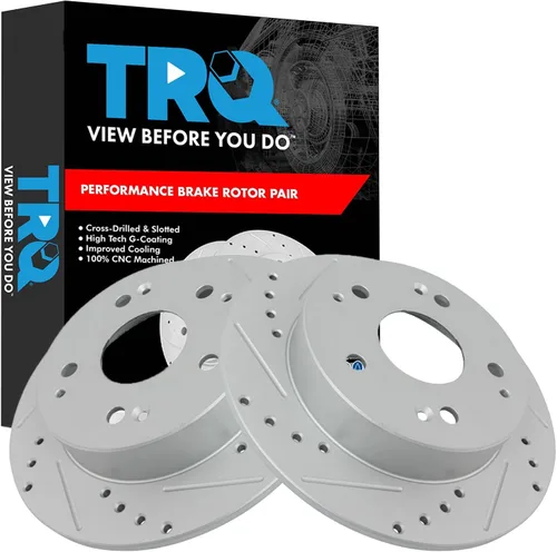 Miniatura 76 de TRQ Juego de rotores de freno de rendimiento trasero con revestimiento G premium compatible con Mazda 6 2014-2021