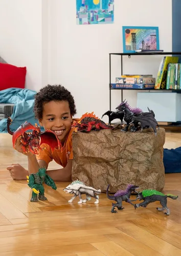 Miniatura 3 de Schleich Eldrador Creatures - Juego de 5 criaturas de fantasía - Lobo de hielo, sabueso de lava, bestia de roca y espada - Figuras de monstruos