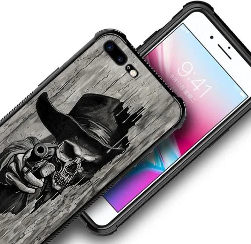 Miniatura 24 de Carcasa para iPhone 8 Plus, 9H de cristal templado para iPhone 7 Plus, para hombres y niños, diseño de patrón fresco a prueba de golpes, Grano