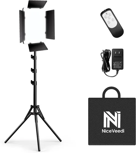 NiceVeedi Iluminación de Fotografía de 36W, Luz de Estudio Bicolor, CRI 95+, Kit de Luz LED para Video Regulable Alimentado por Adaptador AC con