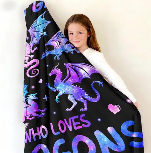 Miniatura 4 de Manta de dragón de franela suave, regalo para niñas y mujeres, manta de dragón para amantes de los dragones, regalos de cumpleaños, decoración