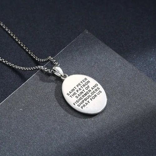 Miniatura 217 de Collar de plata de ley 925 con medalla de San Patrón, colgante de protección católica, amuleto, joyería religiosa para hombres y mujeres