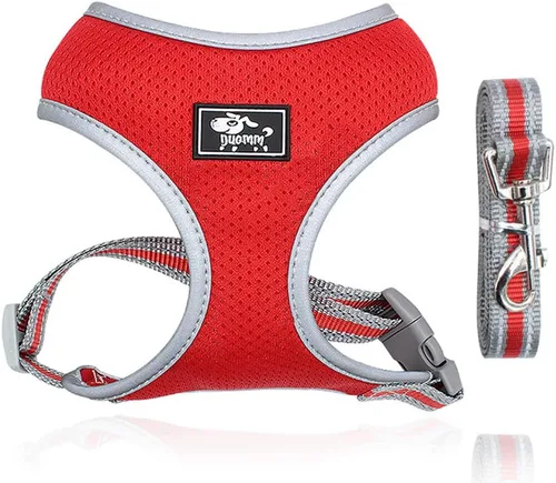 Miniatura 7 de Juego de arnés y correa para cachorros, malla suave transpirable de cuerpo completo, arnés para perros pequeños y medianos, ajustable, reflectante
