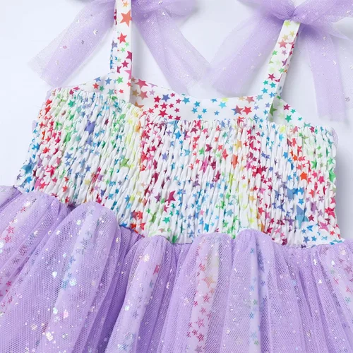 Miniatura 126 de IMEKIS Vestido de princesa de cumpleaños para niña pequeña, confeti brillante, bohemio, arco iris, pastel, sesión de fotos, traje para 1-6T