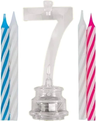 Miniatura 12 de Juego de velas y número iluminado multicolor para torta de cumpleaños, 5 unidades, 3, Multicolor