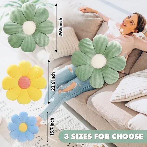 Miniatura 2 de Almohada de flores, almohadas con forma de margaritas de 15.7 pulgadas, lindas almohadas de suelo de flores, cojín de asiento, almohadas de felpa
