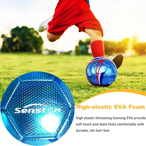 Miniatura 5 de Senston Balón de fútbol talla 3 y talla 4 y talla 5 para niños y adultos, balón de fútbol oficial para partidos y entrenamiento con bomba Azul