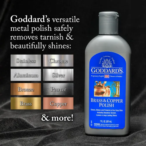 Miniatura 3 de Goddard's Pulidor de cobre y latón, limpiador de cobre y limpiador de latón para un brillo duradero, esmalte de metal para peltre, cromo y más