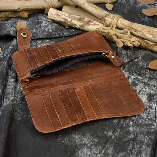 Miniatura 4 de LUUFAN Cartera larga de cuero genuino para hombre tarjetero con bolsillo para monedas