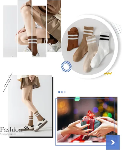 Miniatura 6 de YUWELL Calcetines crew a rayas para mujer, calcetines casuales de algodón cómodos para mujer, 4 pares, talla 5-10