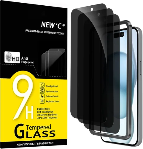 Miniatura 19 de NEW'C Paquete de 3 protectores de pantalla de privacidad para iPhone Air/iPhone 17 Air (6.5 pulgadas), película de vidrio templado antiespía