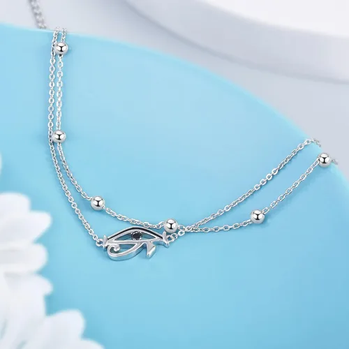Miniatura 54 de CHIC & ARTSY Tobilleras delicadas de plata de ley S925 para verano, pulsera de tobillo ajustable multicapa para playa, joyería de pie para mujer