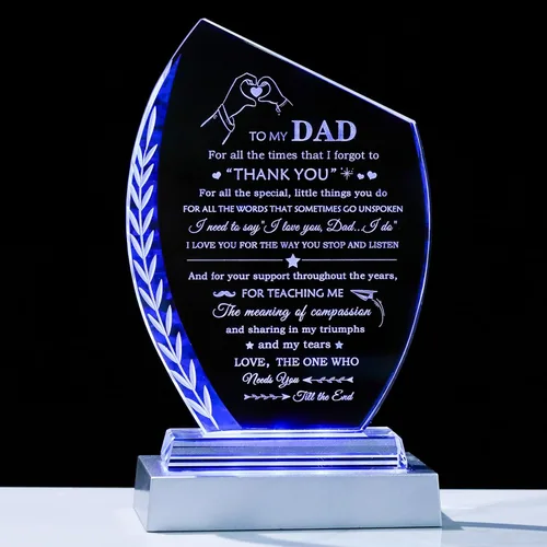 Miniatura 15 de Qianwei Regalos de cumpleaños para el abuelo de los nietos, placa de cristal único regalo para mi abuelo con base LED colorida, regalo