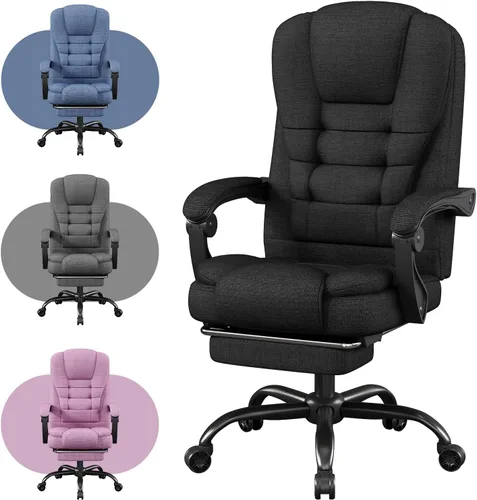Silla de oficina, silla de juegos de tela grande y alta con reposapiés, cómodas sillas de escritorio ejecutivas para computadora, base giratoria de