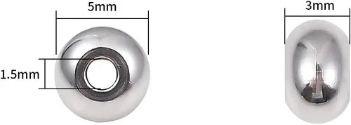 Miniatura 2 de BEADIA Cuentas espaciadoras de acero inoxidable de 0.197 x 0.118 in Rondelle sueltas para hacer joyas de bricolaje, 100 unidades con agujero