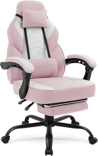 Miniatura 16 de Gaming Chair with Footrest Fabric Gaming Chair for Adults with Massage Lumbar Support, High Back Ergonomic Computer Chair, Pocket Spring Cushion