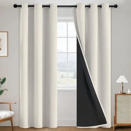 Miniatura 53 de SimpleHome - Cortinas opacas 100% para recámara, cortinas de ventana con ojales beige, con aislamiento térmico, cortinas de oscurecimiento