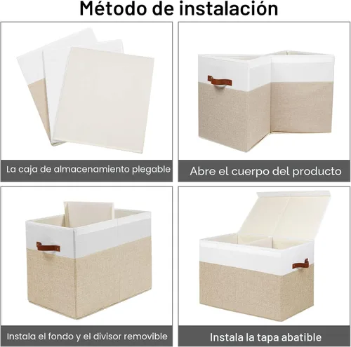 Miniatura 7 de Gowee Caja Grande de Almacenamiento de Juguetes con Tapa, Cofre Organizador Resistente para Guardar Juguetes con Divisores para Niños, Niñas, Beige