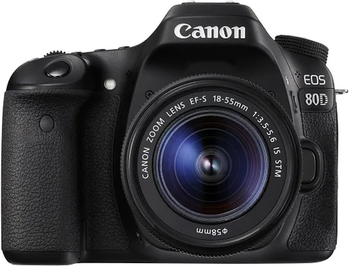 Canon EOS 80D Digital SLR kit con lente EF-S 18–55mm f/3.5–5.6 estabilización de imagen STM, color negro (reparada)
