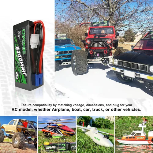 Miniatura 5 de OVONIC Batería Lipo 80C 4S 6200mAh 14.8V con conector EC5 para arrma 1/5, escala 1/8 RC coches y camiones Buggy Truggy 2pcs