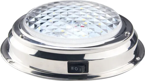 Luz de cúpula de barco marino LED Luz de cabina de barco con interruptor Montaje en superficie de acero inoxidable 12 voltios 6.7 pulgadas (blanco)