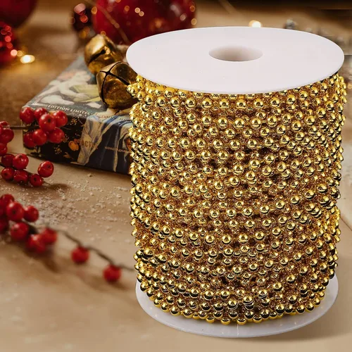 Miniatura 5 de Jerler Guirnalda de perlas de 33 yardas/98 pies, cadena de cuentas de perlas artificiales, ideal para manualidades DIY, Navidad, boda, ramo